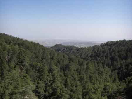 Vue des Troodos vers Limassol et la mer