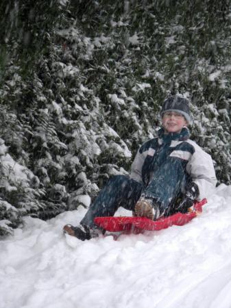 Luge dans le jardin