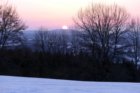 Coucher de soleil sur les pistes